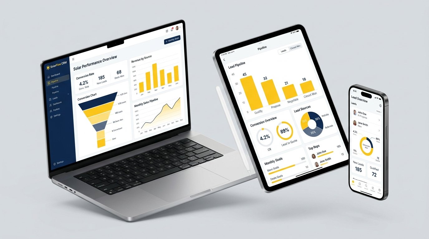 Dashboards e CRM Solar em Multi-dispositivos